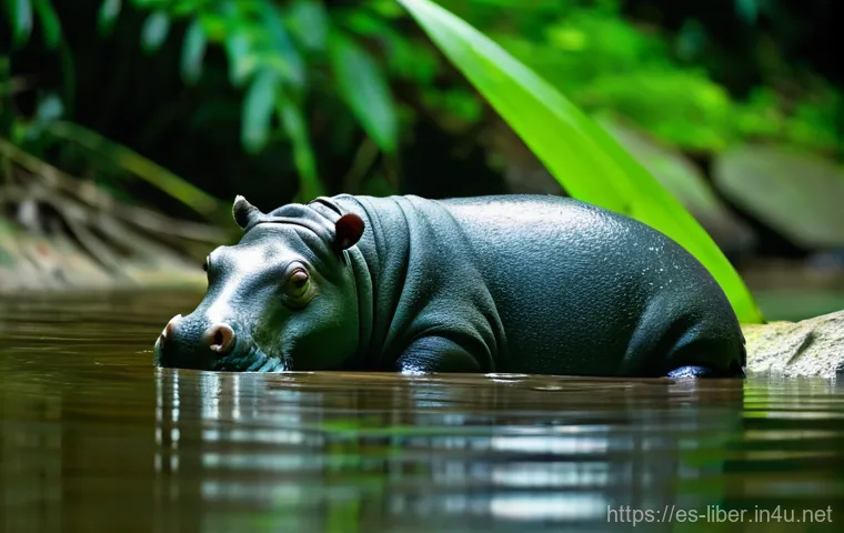 라이베리아의 야생 동물과 사파리 투어 - **Prompt:** A serene, untouched primary rainforest in Sapo National Park, Liberia. The scene is bath...